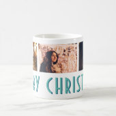 メリーモダンクリスマスタイポグラフィ写真コラージュ コーヒーマグカップ (中央)