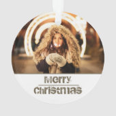 メリーモダンクリスマスタイポグラフィ写真 オーナメント (裏面)