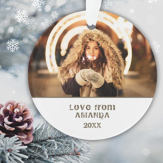 メリーモダンクリスマスタイポグラフィ写真 オーナメント