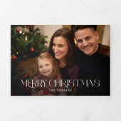メリーモダンクリスマスタイポグラフィ写真 三つ折りクリスマスカード (カバー)