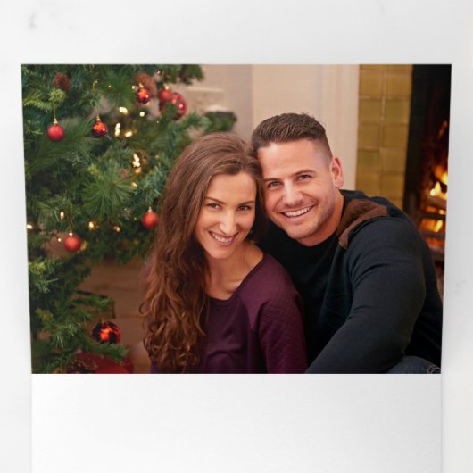 メリーモダンクリスマスタイポグラフィ写真 三つ折りクリスマスカード (内部最初)