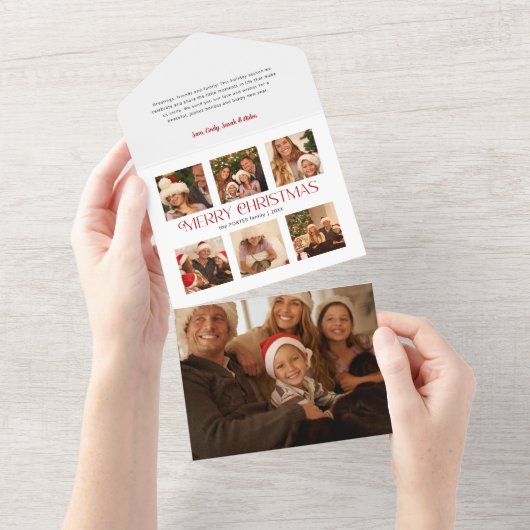 メリーモダンクリスマスタイポグラフィ数々の – 写真 オールインワン招待状 (貼ってはがせる)