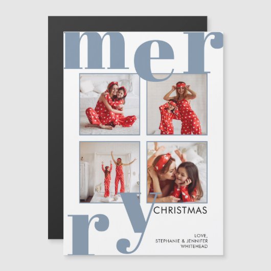 メリーモダンクリスマスダスティブルーフォトコラージュ (正面/裏面)