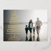 メリーモダンクリスマスツリーの名前をカスタムする写真 箔シーズンカード (正面)