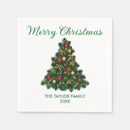 メリーモダンクリスマスツリーオーナメント紙 スタンダードカクテルナプキン