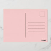 メリーモダンクリスマスツリーカスタムバラ金ゴールド 箔シーズンポストカード (裏面)