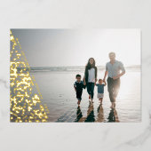 メリーモダンクリスマスツリーカスタム写真 箔シーズンカード (正面)