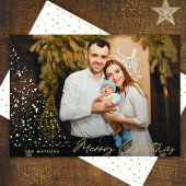 メリーモダンクリスマスツリーカスタム写真 箔シーズンカード