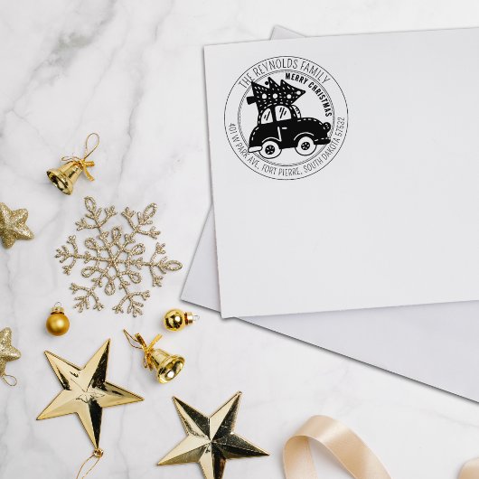 メリーモダンクリスマスツリーカー差出人住所 ラバースタンプ