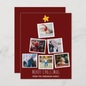 メリーモダンクリスマスツリーファミリーフォトコラージュ シーズンカード (正面/裏面)