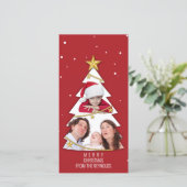 メリーモダンクリスマスツリー写真コラージュ赤 (スタンド正面)