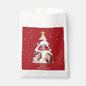 メリーモダンクリスマスツリー写真コラージュ赤 フェイバーバッグ (正面)