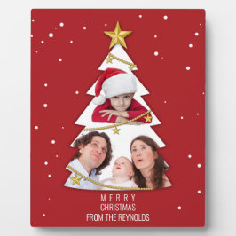 メリーモダンクリスマスツリー写真コラージュ赤 フォトプラーク
