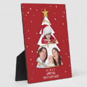 メリーモダンクリスマスツリー写真コラージュ赤 フォトプラーク (側面)