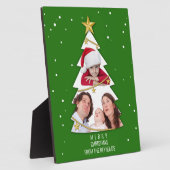 メリーモダンクリスマスツリー写真コラージンググリーン フォトプラーク (側面)