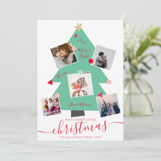 メリーモダンクリスマスツリー5写真コラージュ 案内状 (スタンド正面)