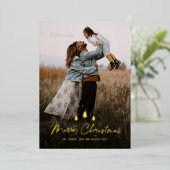 メリーモダンクリスマスツリーTrio 2写真金ゴールド 箔シーズンカード (立ち正面)