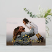 メリーモダンクリスマスツリーTrio 2写真金ゴールド 箔シーズンカード (立ち正面)