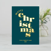 メリーモダンクリスマスティール(緑がかった色)のロ企業のゴ 箔シーズンカード (立ち正面)