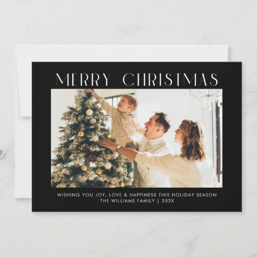 メリーモダンクリスマストレンディー一枚写真家族 シーズンカード (正面)