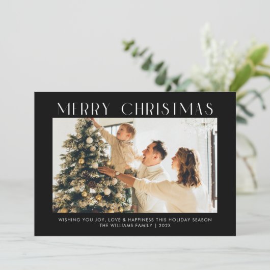 メリーモダンクリスマストレンディー一枚写真家族 シーズンカード (スタンド正面)