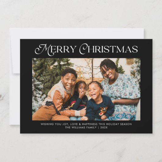 メリーモダンクリスマストレンディー一枚写真家族 シーズンカード (正面)