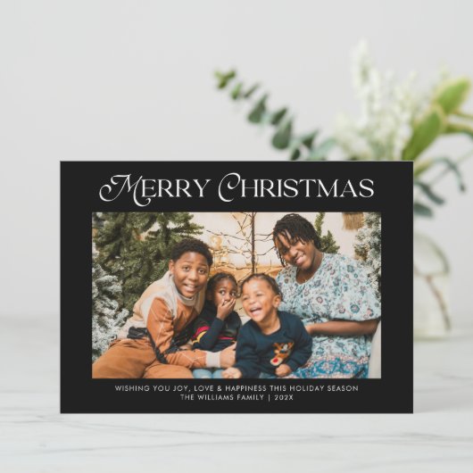 メリーモダンクリスマストレンディー一枚写真家族 シーズンカード (スタンド正面)