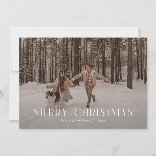 メリーモダンクリスマストレンディー一枚写真家族 シーズンカード (正面)