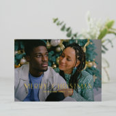 メリーモダンクリスマストレンディー一枚写真家族 箔シーズンカード (立ち正面)