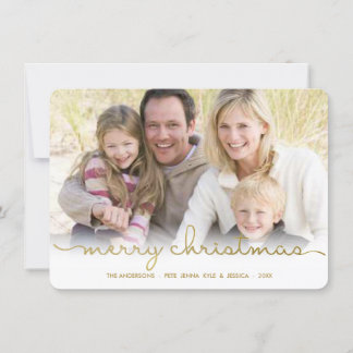 メリーモダンクリスマスハンドスクリプトフラットフォトカード シーズンカード
