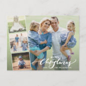 メリーモダンクリスマスハンドレター写真コラージュ ポストカード (正面)