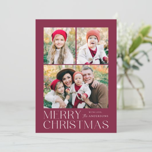 メリーモダンクリスマスパープル7フォトコラージュ シーズンカード (スタンド正面)
