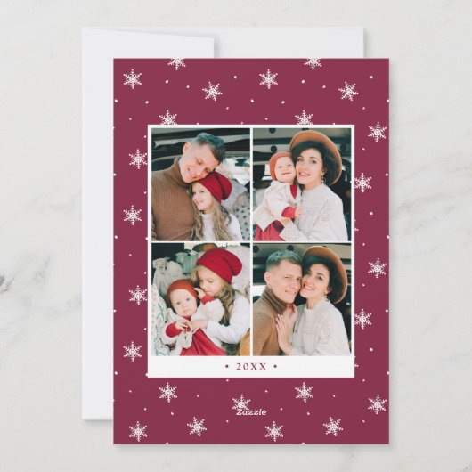 メリーモダンクリスマスパープル7フォトコラージュ シーズンカード (裏面)