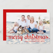 メリーモダンクリスマスビッグフォトカード赤 シーズンカード (正面/裏面)