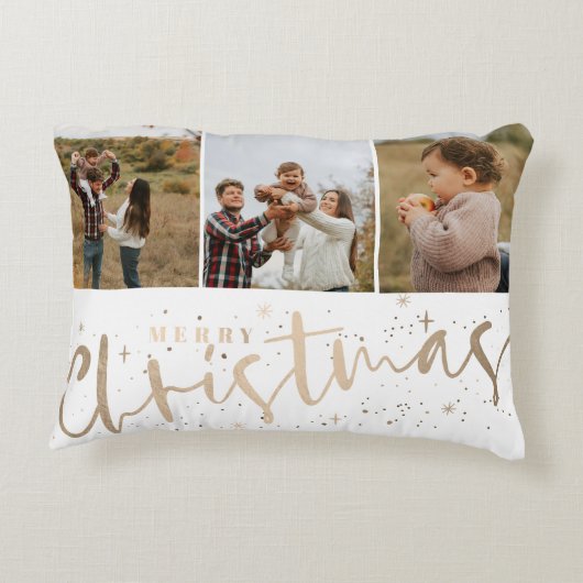 メリーモダンクリスマスフェイク金ゴールドと写真 アクセントクッション (裏面)