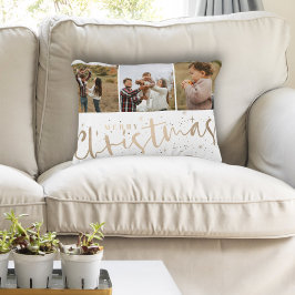 メリーモダンクリスマスフェイク金ゴールドと写真 アクセントクッション