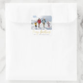 メリーモダンクリスマスフェイク金ゴールドと写真 スクエアシール (バッグ)