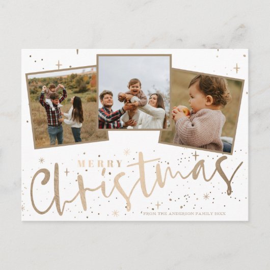 メリーモダンクリスマスフェイク金ゴールド3写真 ポストカード (正面)
