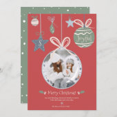 メリーモダンクリスマスフォトオーナメントイラストレーション シーズンカード (正面/裏面)