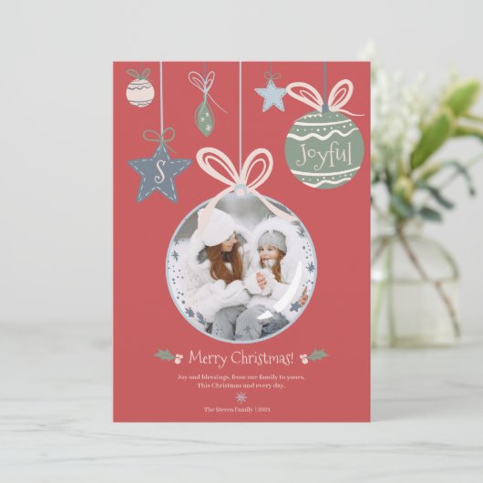 メリーモダンクリスマスフォトオーナメントイラストレーション シーズンカード (スタンド正面)