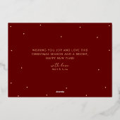 メリーモダンクリスマスフォトグリーティングフォイルホリデー 箔シーズンカード (裏面)