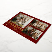 メリーモダンクリスマスフォトグリーティングフォイルホリデー 箔シーズンカード (回転した状態)