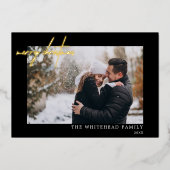 メリーモダンクリスマスフォトブラック 箔シーズンカード (正面)