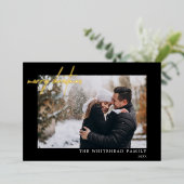 メリーモダンクリスマスフォトブラック 箔シーズンカード (立ち正面)