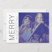 メリーモダンクリスマスフォト白黒ミニマル シーズンカード (正面)