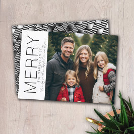 メリーモダンクリスマスフォト白黒ミニマル シーズンカード