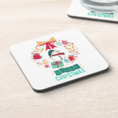 メリーモダンクリスマスフローラスタイリッシュ家族 コースター (左側)