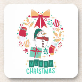 メリーモダンクリスマスフローラスタイリッシュ家族 コースター