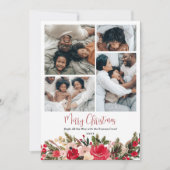 メリーモダンクリスマスフローラ家族5枚の写真 シーズンカード (正面)