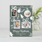 メリーモダンクリスマスプレゼントグリーンおもしろい4枚の写真 シーズンカード (スタンド正面)